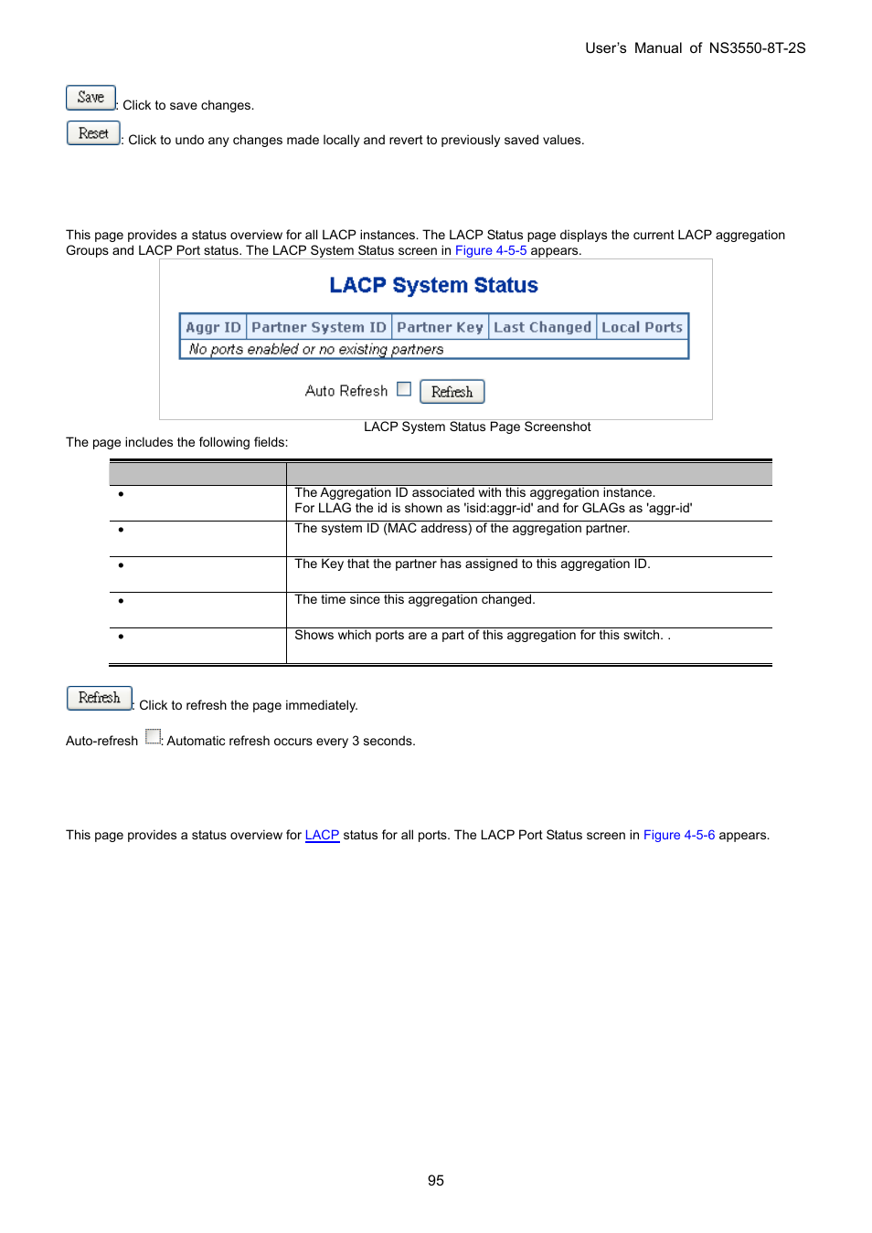 3 lacp system status, 4 lacp port status | Interlogix NS3550-8T-2S User Manual User Manual | Page 95 / 495