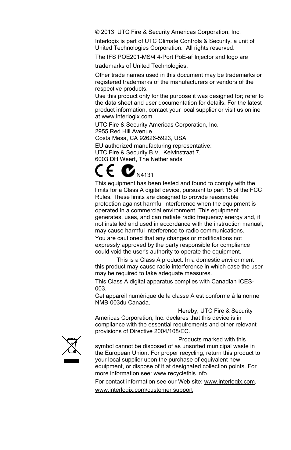 Interlogix POE201-MS/4 User Manual | Page 2 / 14