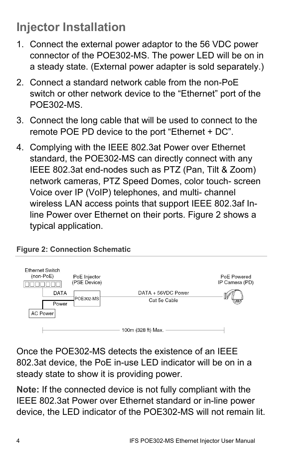 Injector installation, Allation 4 | Interlogix POE302-MS User Manual | Page 10 / 14