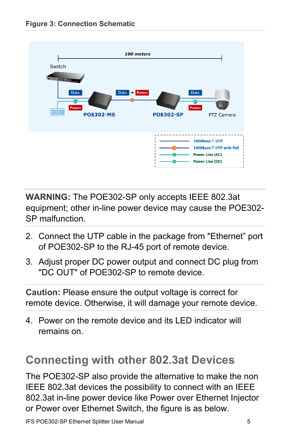 Connecting with other 802.3at devices, 3at devices 5 | Interlogix POE302-SP User Manual | Page 11 / 14