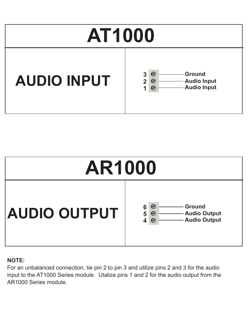 At1000, Ar1000, Audio input | Audio output | Interlogix AR2000 Series User Manual | Page 2 / 12