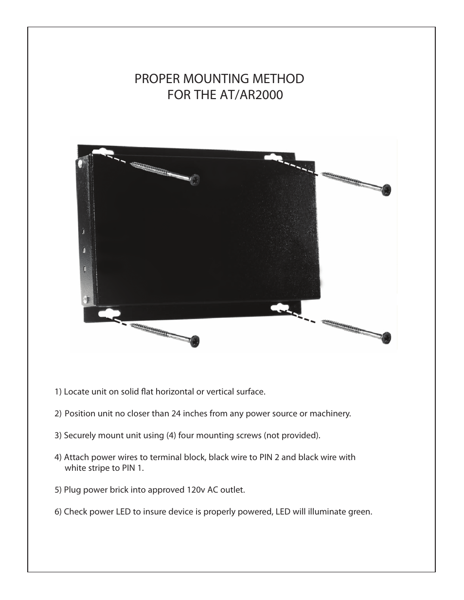 Proper mounting method for the at/ar2000 | Interlogix AR2000 Series User Manual | Page 8 / 12