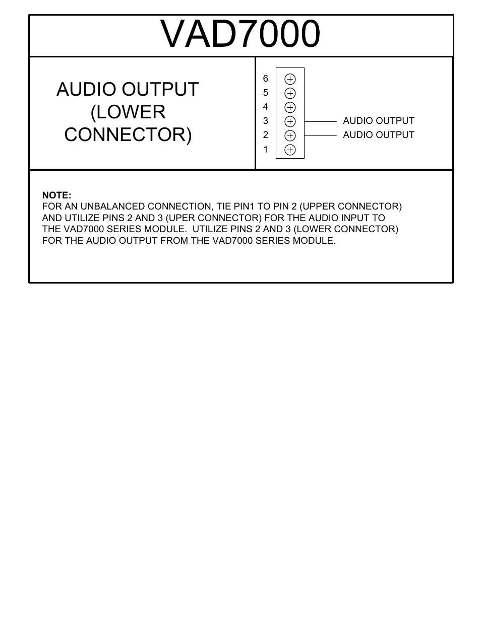 Audio output (lower connector) | Interlogix VAD7000 Series User Manual | Page 3 / 9