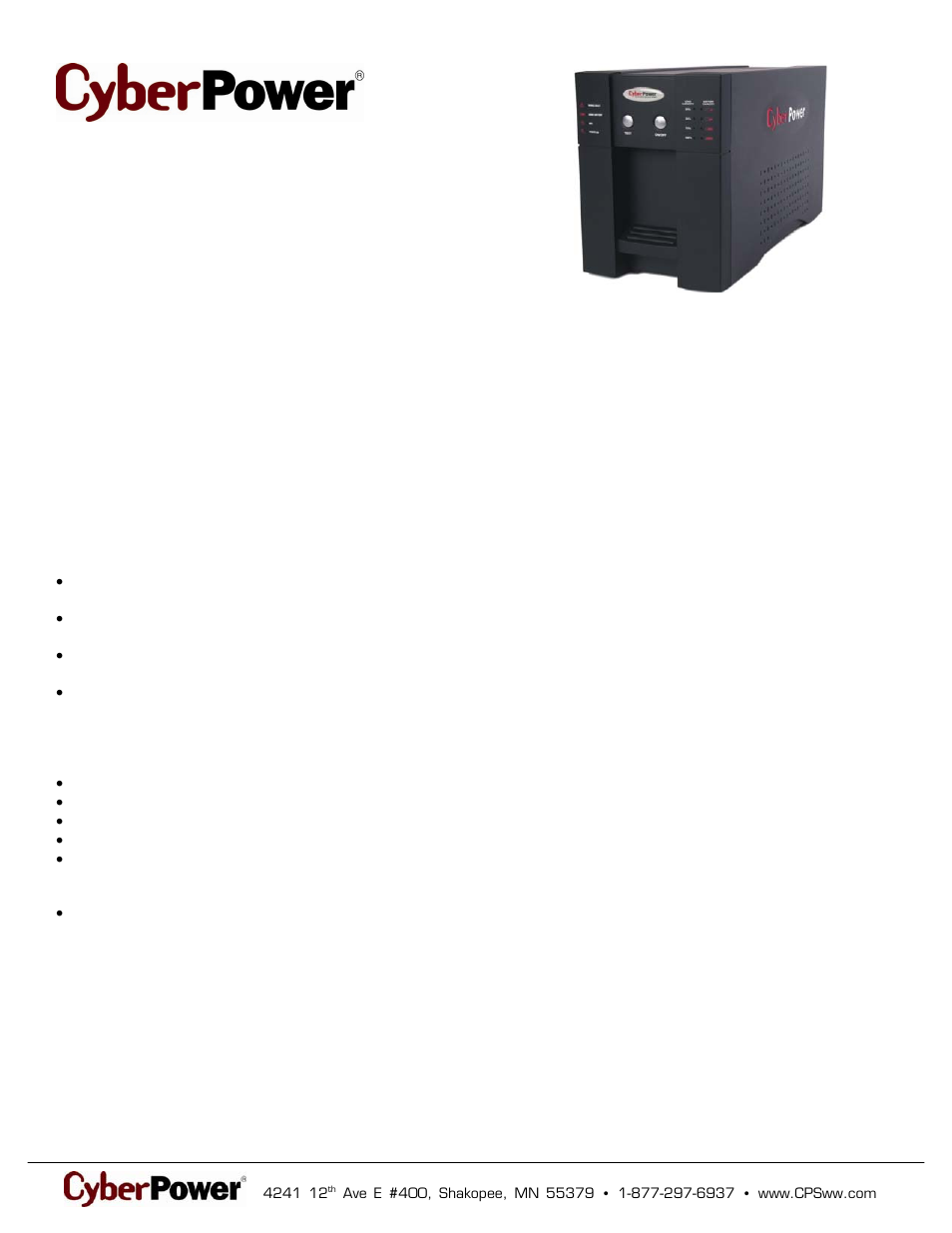 CyberPower Systems OP1500 User Manual | 2 pages