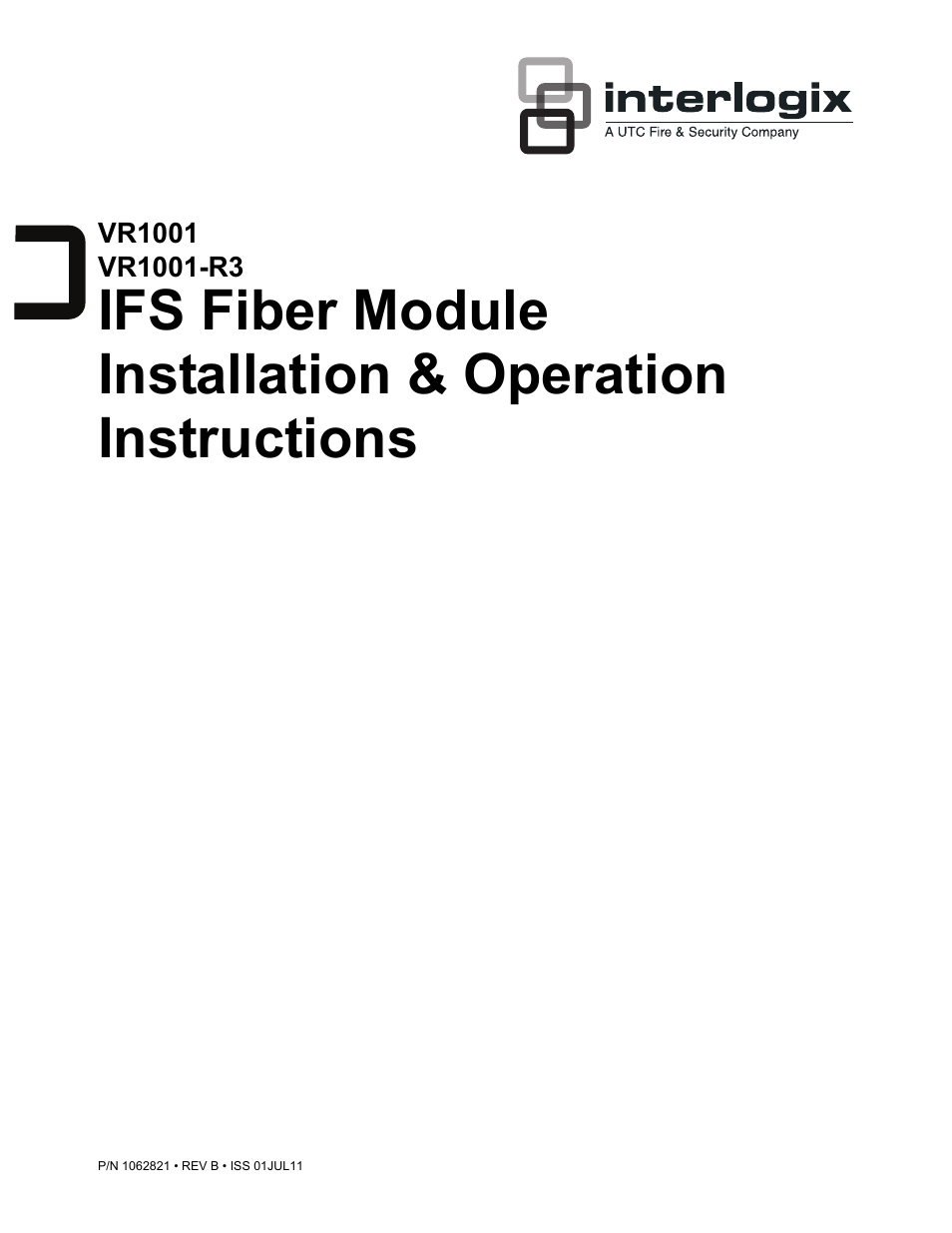 Interlogix VR1001 Series User Manual | 6 pages