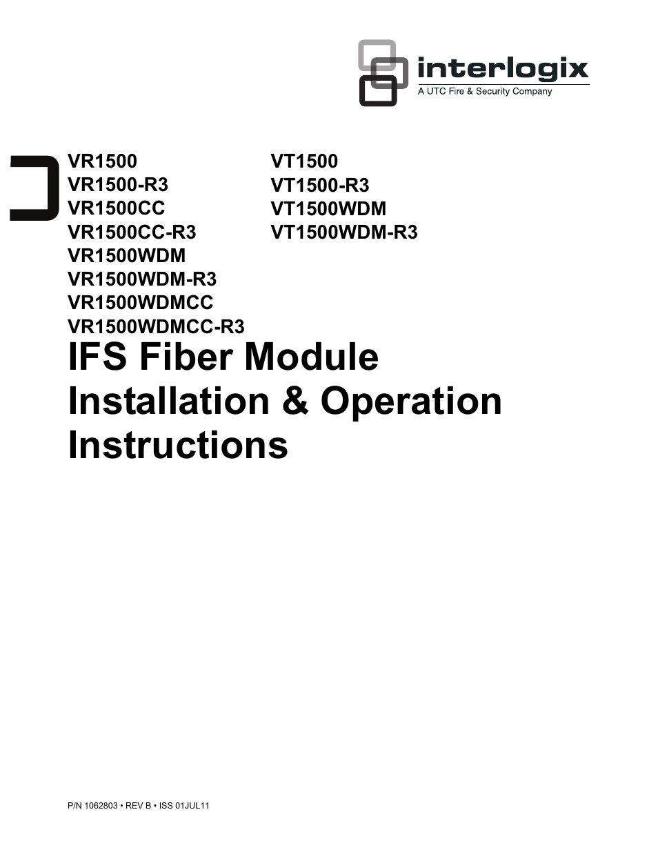 Interlogix VR1500 Series User Manual | 8 pages