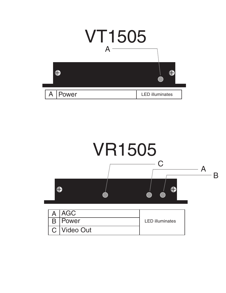 Vt1505, Vr1505 | Interlogix VR1505 Series User Manual | Page 3 / 7