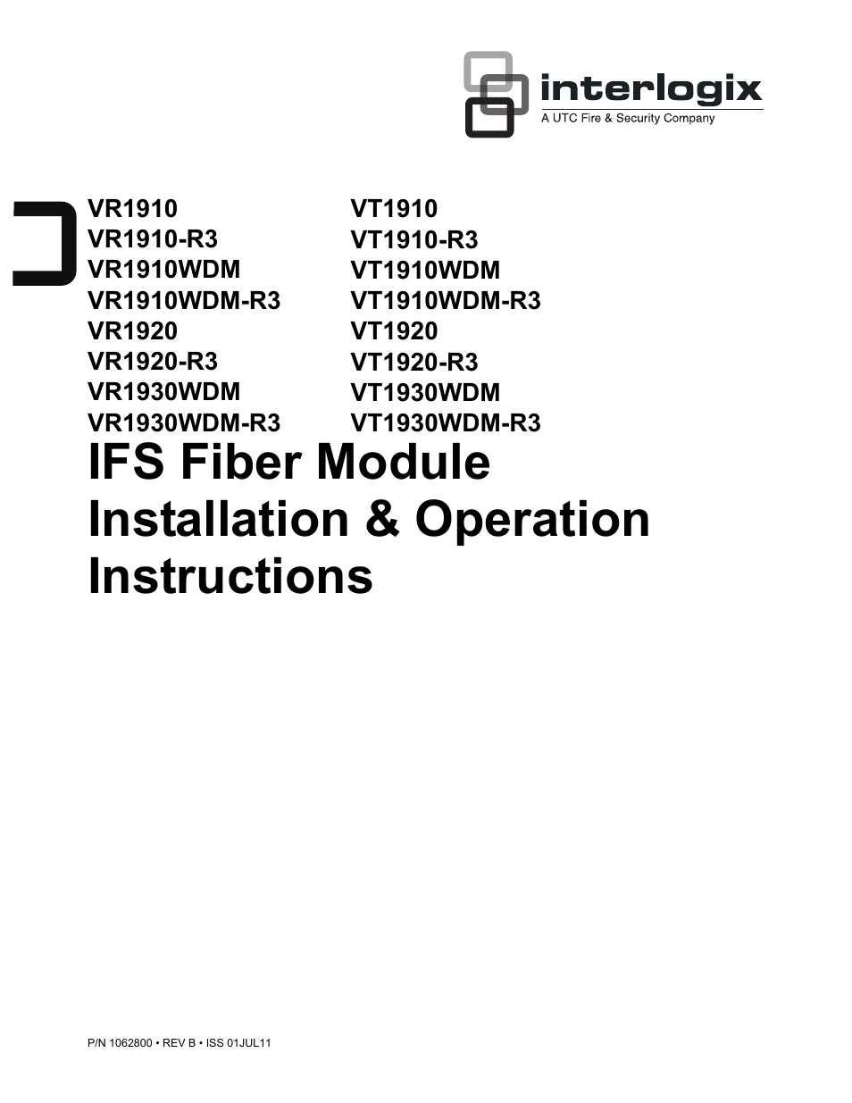 Interlogix VR1900 Series User Manual | 8 pages