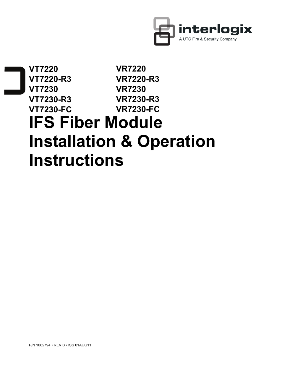 Interlogix VR7200 Series User Manual | 6 pages