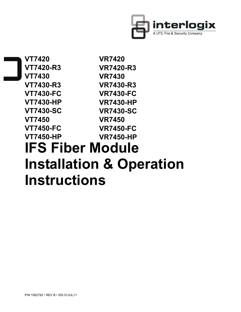 Interlogix VR7400 Series User Manual | 7 pages