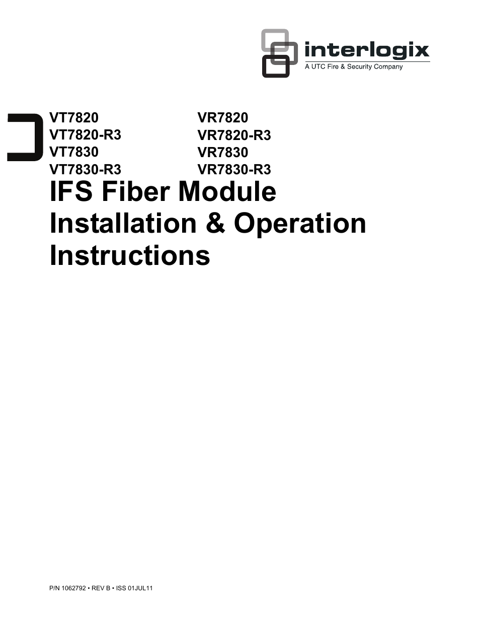 Interlogix VR7800 Series User Manual | 9 pages