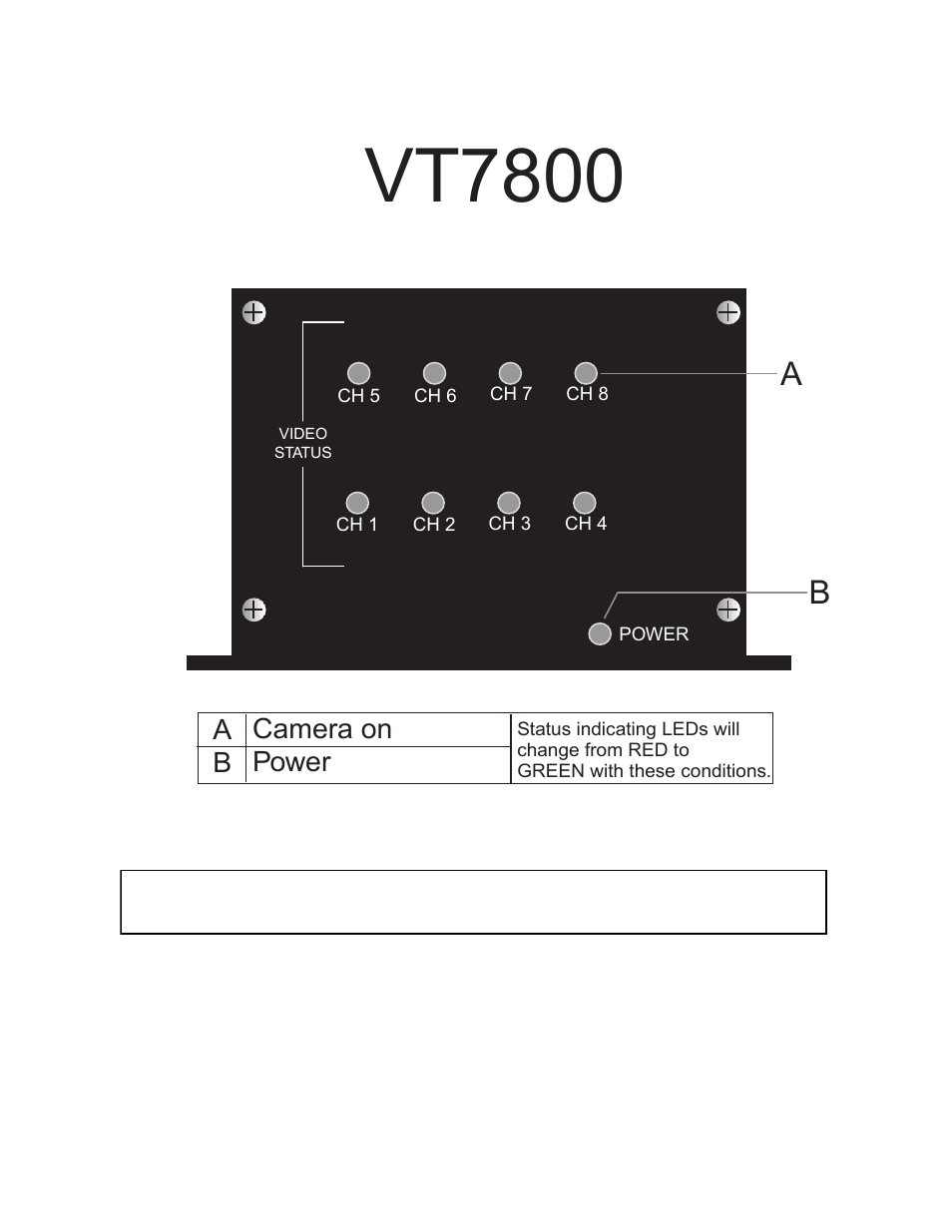 Vt7800, Ba camera on power | Interlogix VR7800 Series User Manual | Page 4 / 9