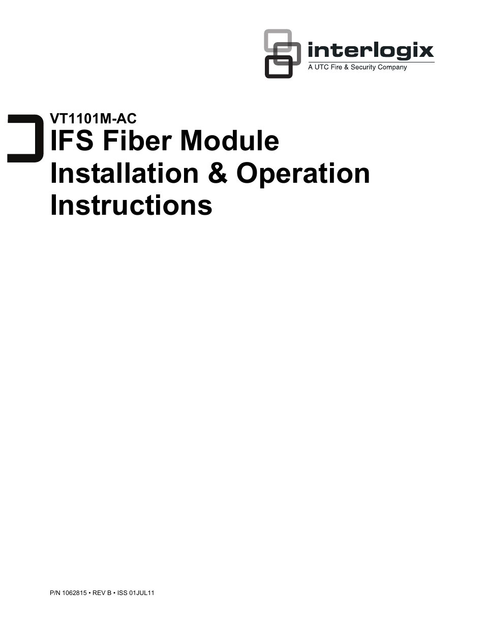 Interlogix VT1101M-AC Series User Manual | 5 pages