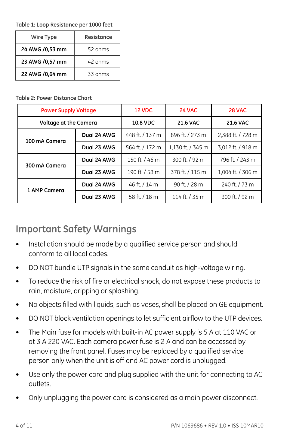 Important safety warnings | Interlogix VDP-ESP Series User Manual | Page 4 / 11