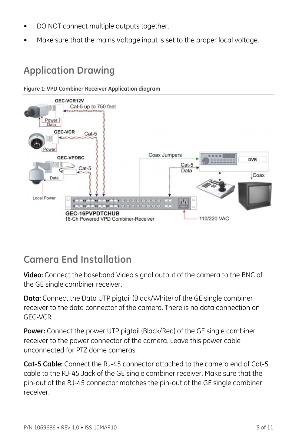 Application drawing, Camera end installation | Interlogix VDP-ESP Series User Manual | Page 5 / 11