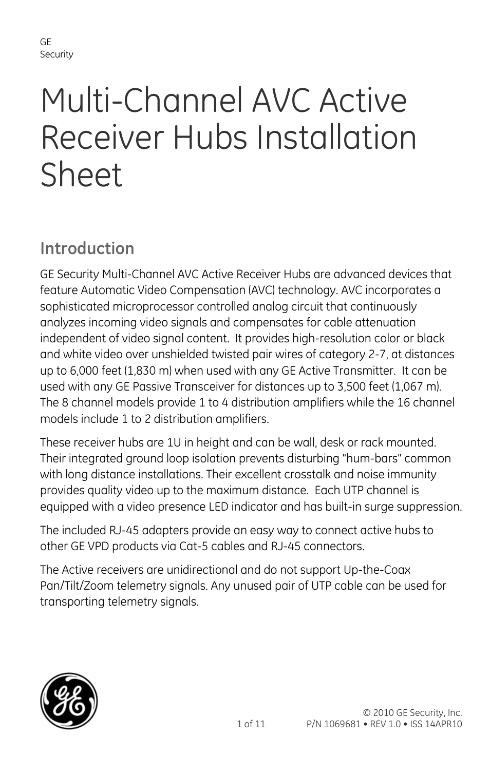 Interlogix VTP-AR6 Series User Manual | 11 pages