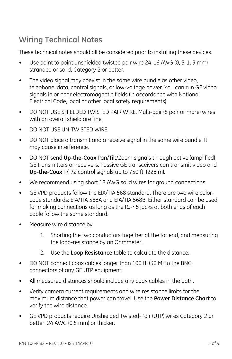 Wiring technical notes | Interlogix VTP-H Series User Manual | Page 3 / 9
