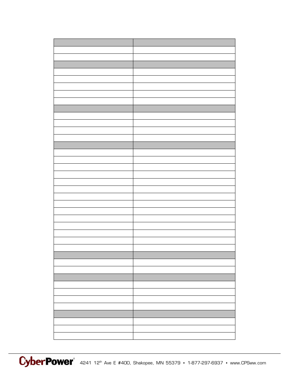 Technical specifications | CyberPower Systems 1010HT User Manual | Page 2 / 2