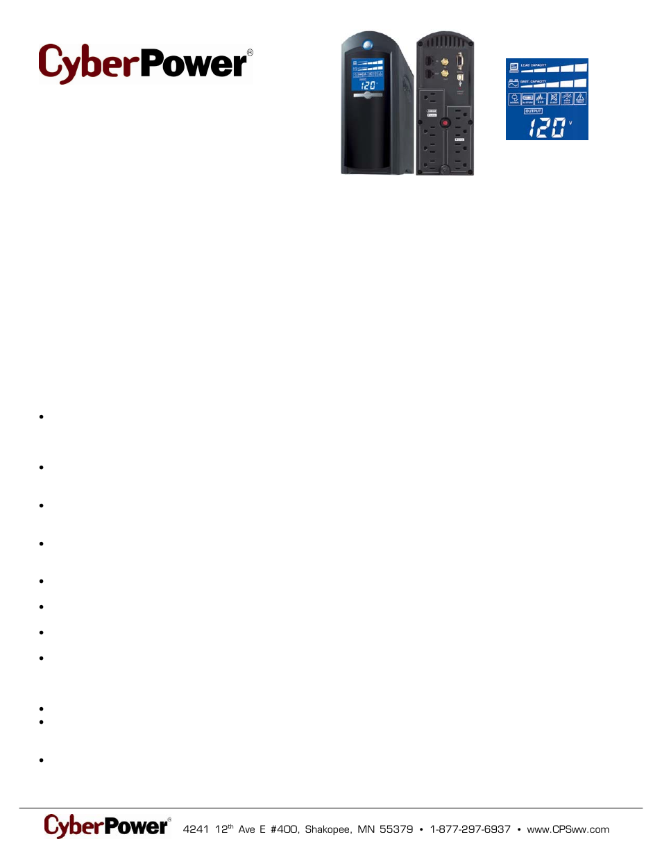 CyberPower Systems CP1285AVRLCD User Manual | 2 pages