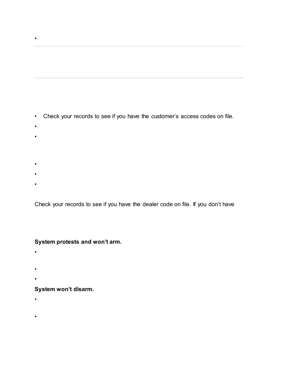Access code issues, Arming and disarming issues | Interlogix Concord 4 REV J Installation Manual User Manual | Page 114 / 153