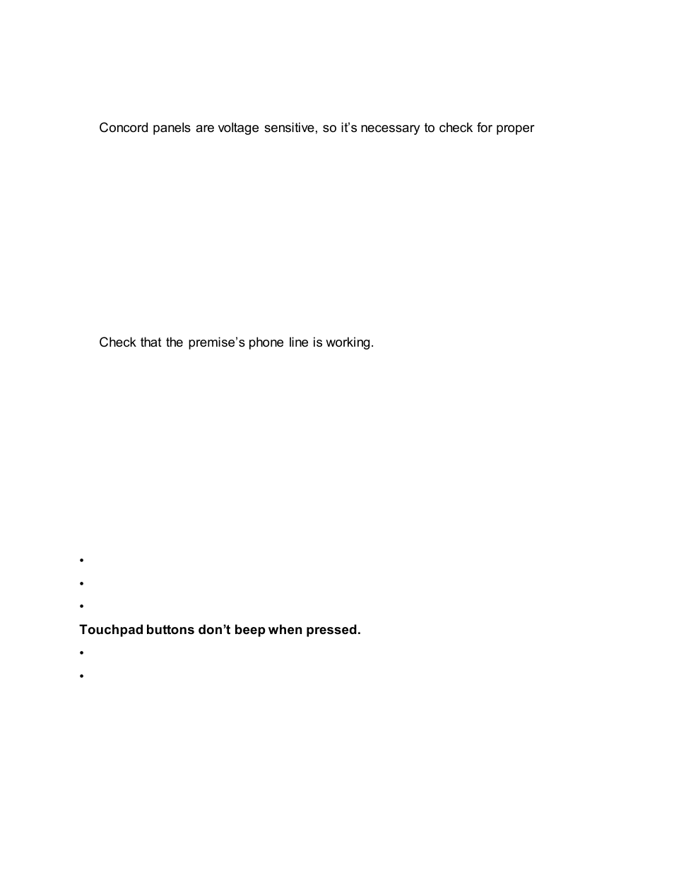 Alphanumeric touchpad issues, Fixed display touchpad issues | Interlogix Concord 4 REV J Installation Manual User Manual | Page 116 / 153