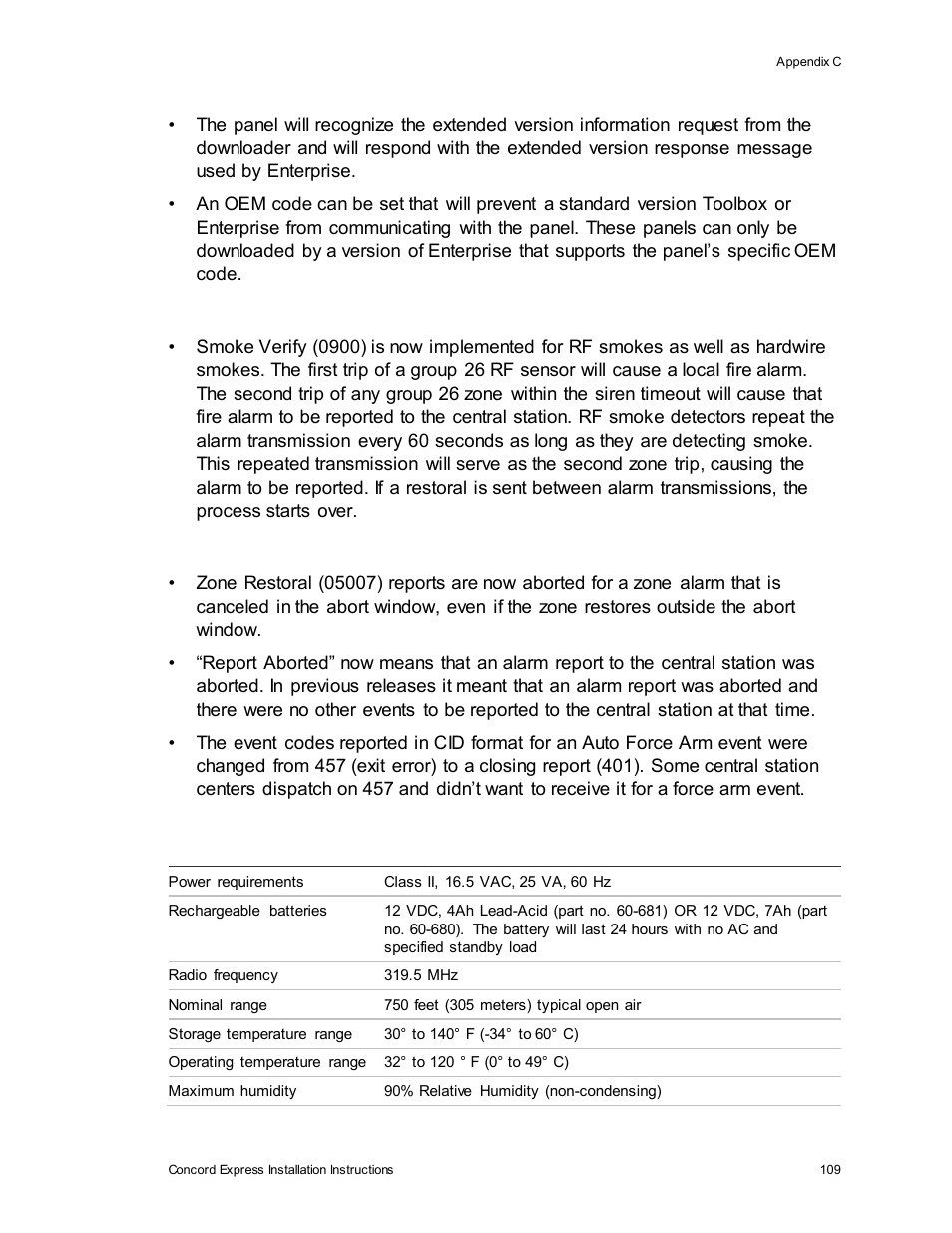 Specifications | Interlogix Concord Express Installation Manual User Manual | Page 115 / 117