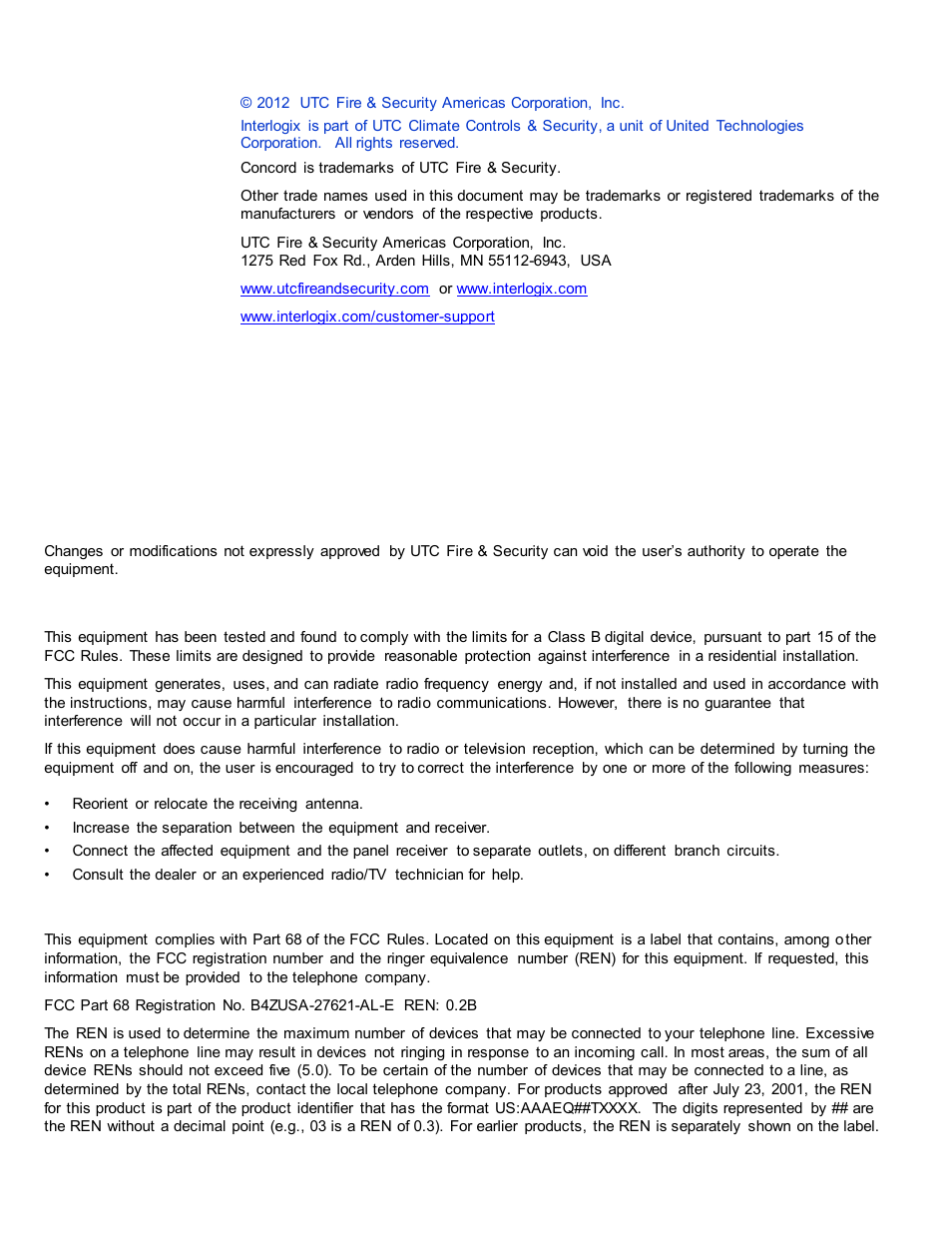 Notices, Fcc notices | Interlogix Concord Express Installation Manual User Manual | Page 2 / 117