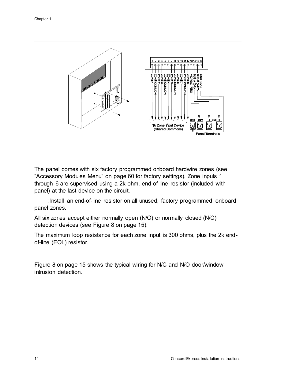 Connecting detection devices to panel zone inputs | Interlogix Concord Express Installation Manual User Manual | Page 20 / 117