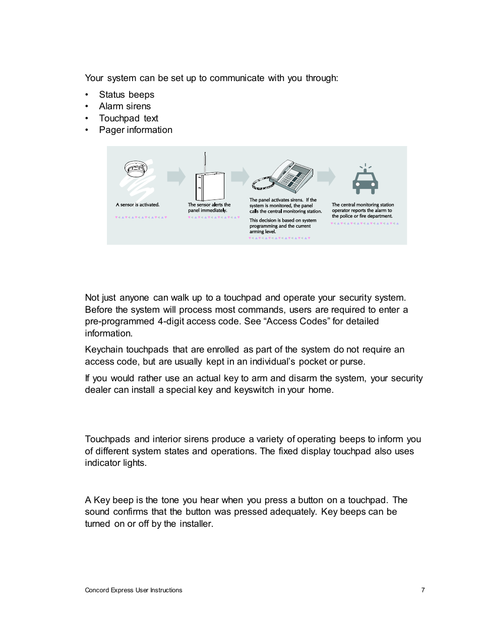 Communicating with the panel, Instructing the panel, How your system communicates with you | Interlogix Concord Express User Manual User Manual | Page 13 / 62