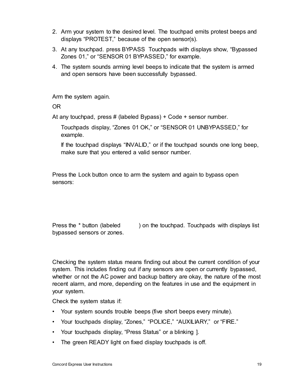 Checking the status of your system, Was the bypass successful | Interlogix Concord Express User Manual User Manual | Page 25 / 62