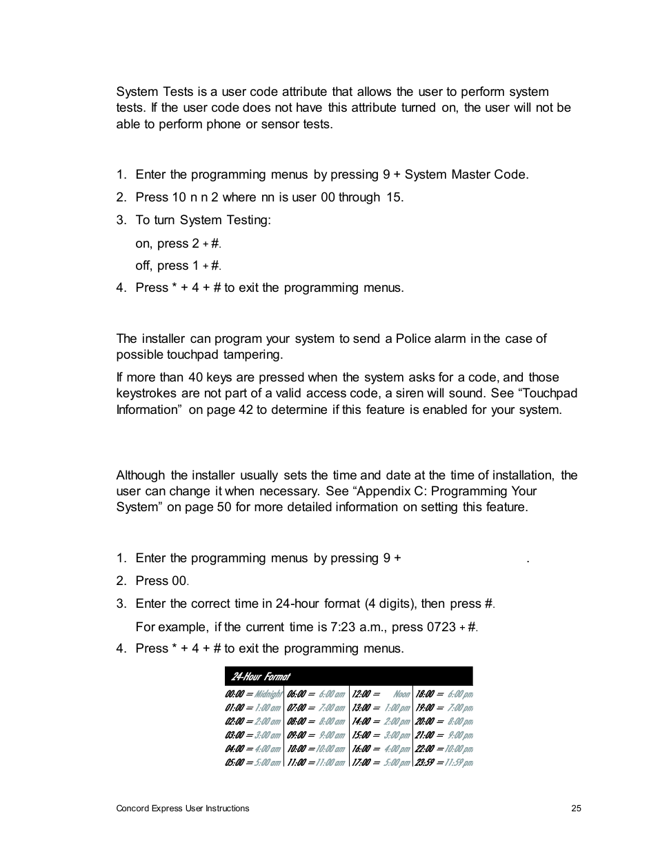 Setting the time and date | Interlogix Concord Express User Manual User Manual | Page 31 / 62