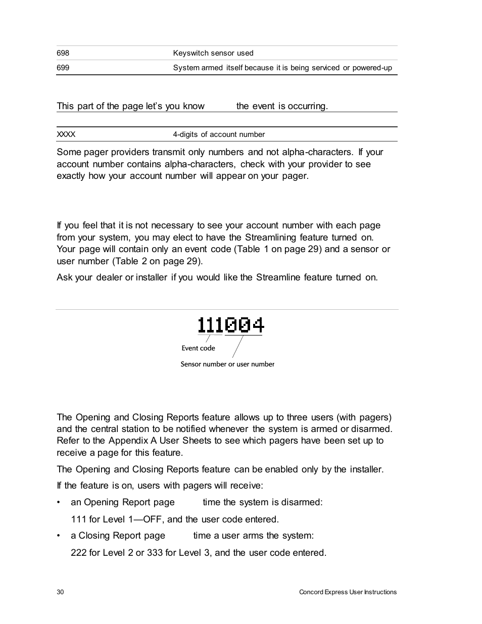 Opening and closing reports, Streamlining the page | Interlogix Concord Express User Manual User Manual | Page 36 / 62