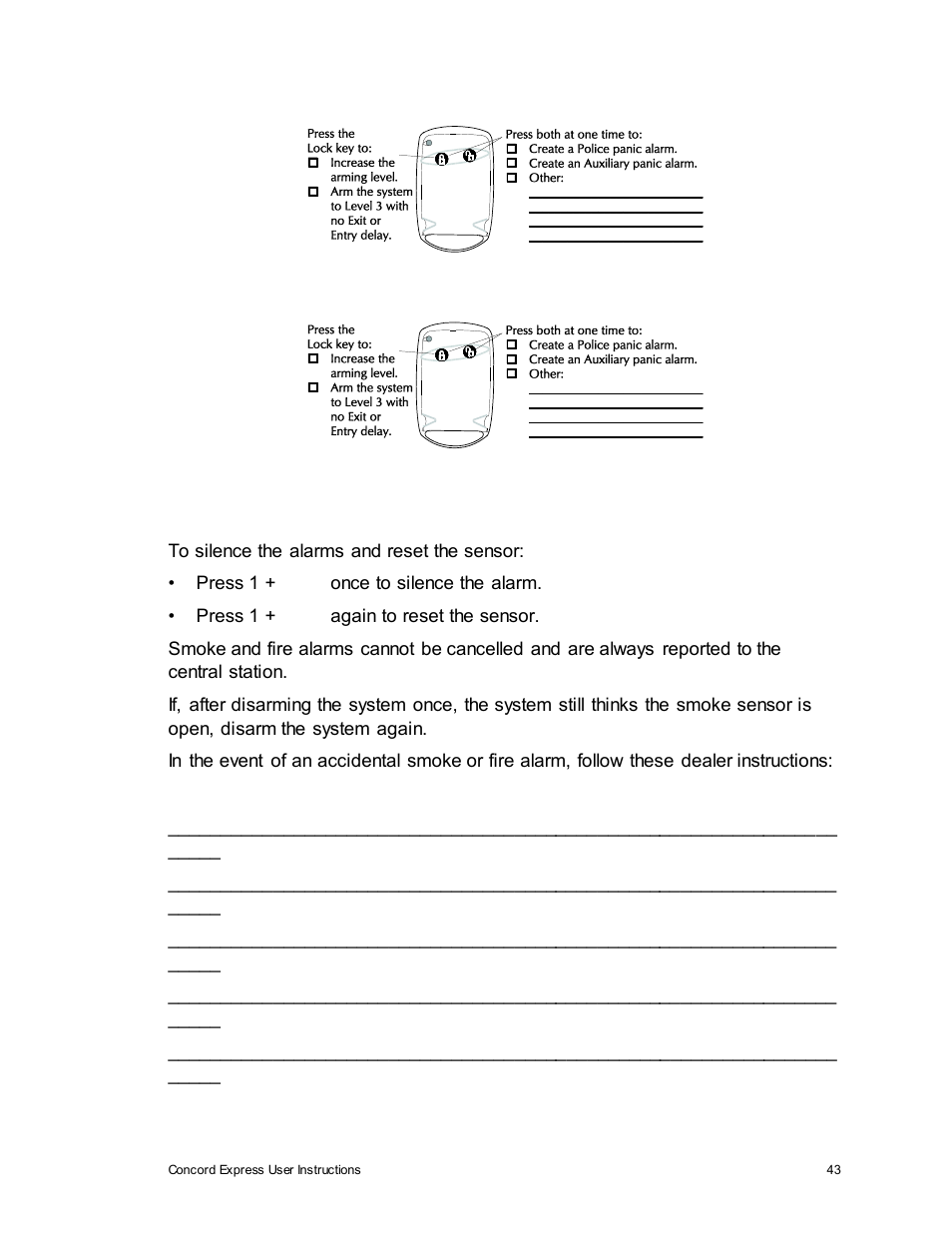Accidental smoke and fire alarms | Interlogix Concord Express User Manual User Manual | Page 49 / 62