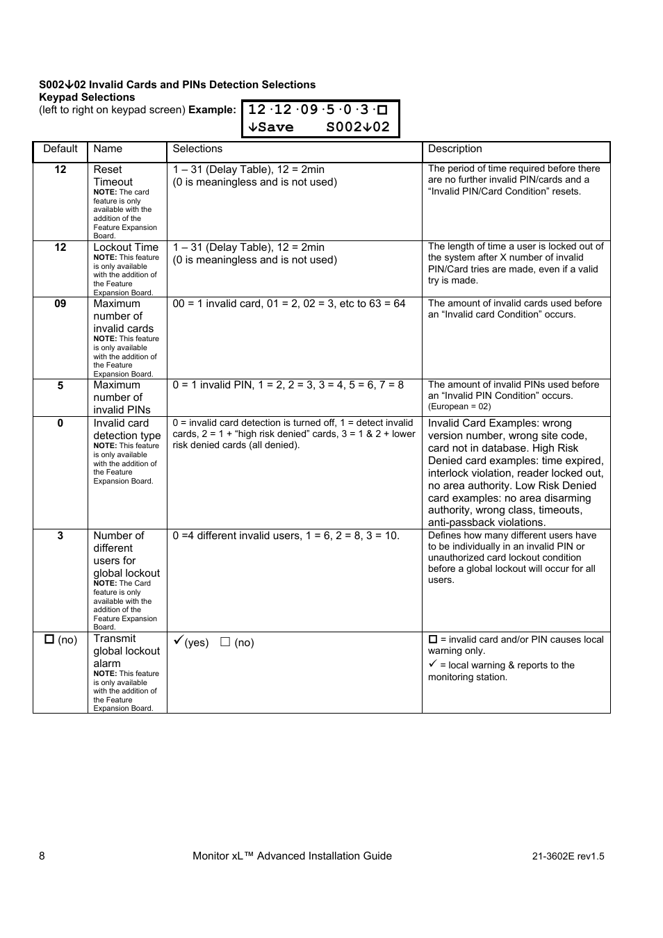 Save s002 | Interlogix Monitor XL Advanced Installation Guide User Manual | Page 14 / 76