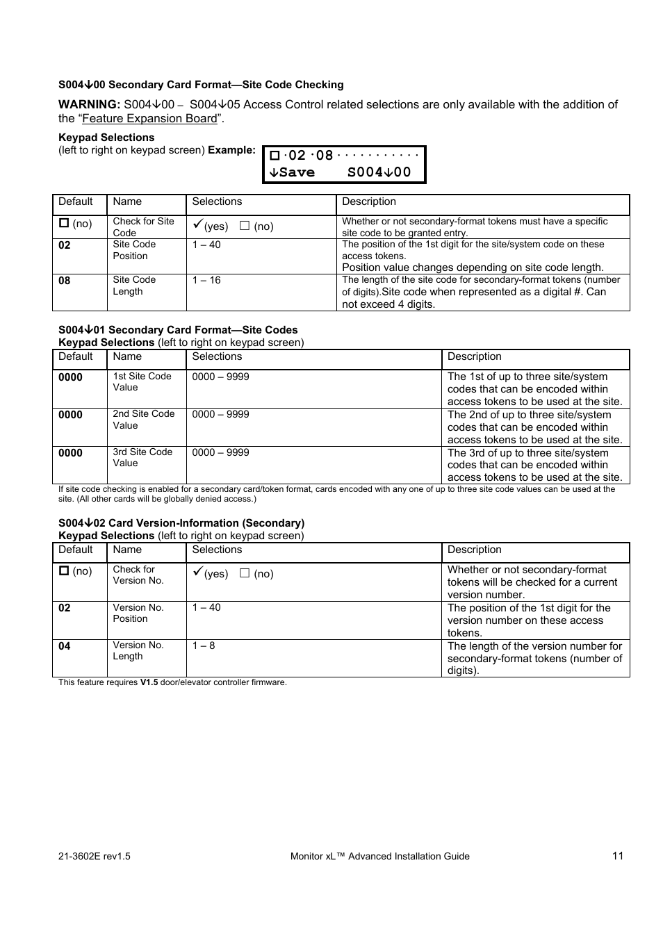 Save s004 | Interlogix Monitor XL Advanced Installation Guide User Manual | Page 17 / 76