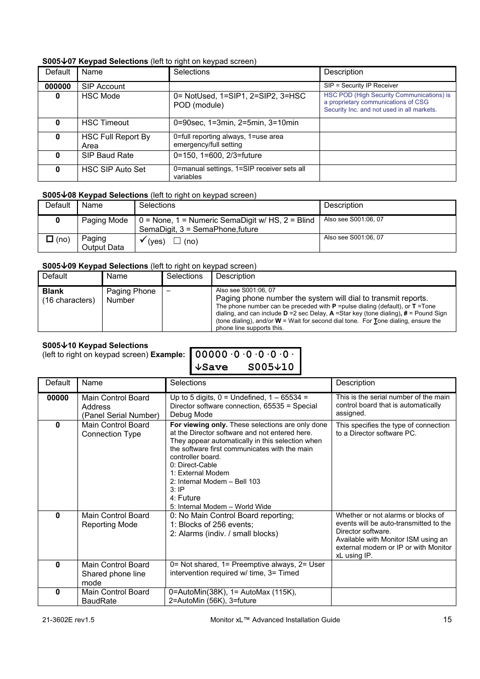 Save s005 | Interlogix Monitor XL Advanced Installation Guide User Manual | Page 21 / 76