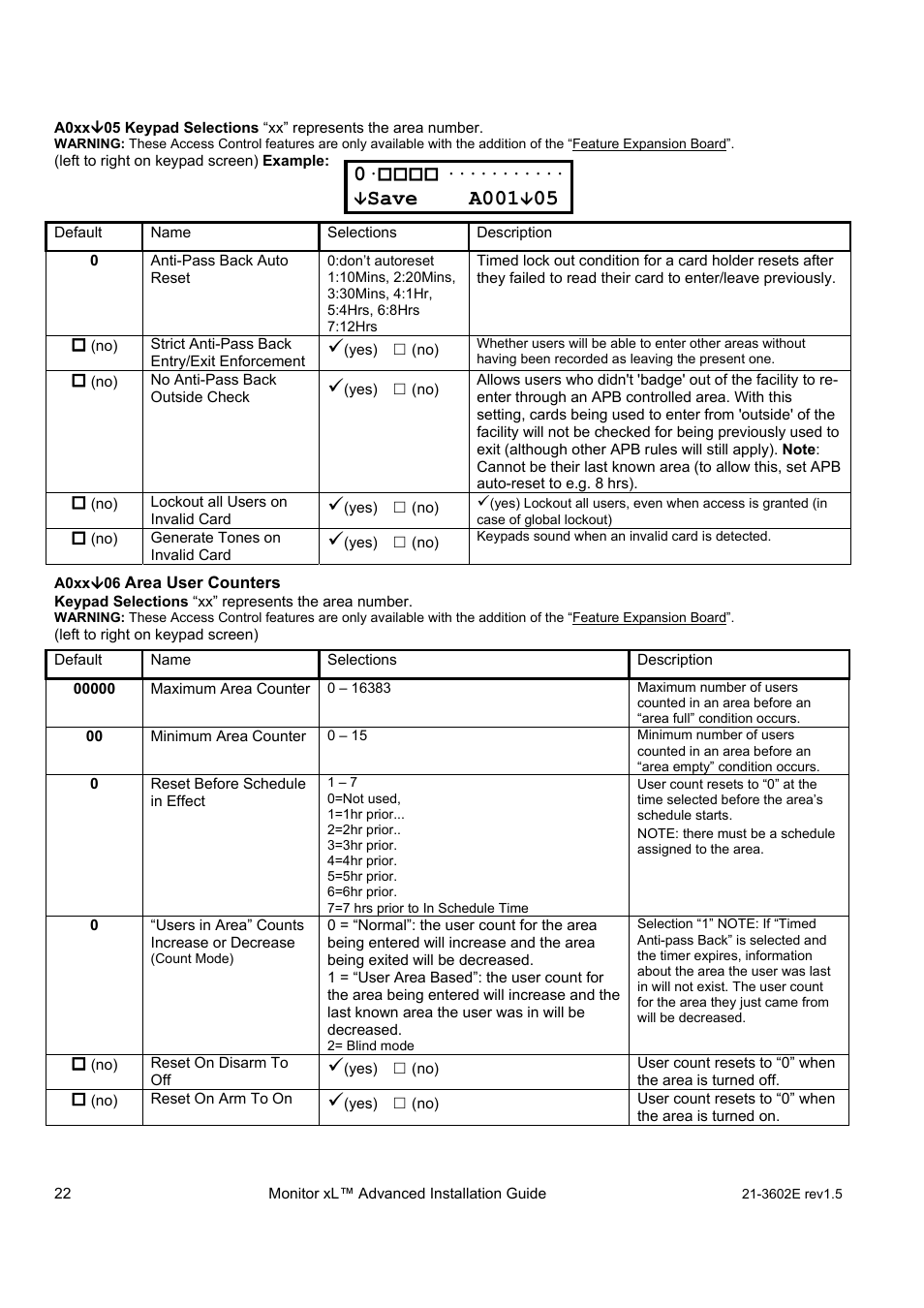 Save a001 | Interlogix Monitor XL Advanced Installation Guide User Manual | Page 28 / 76