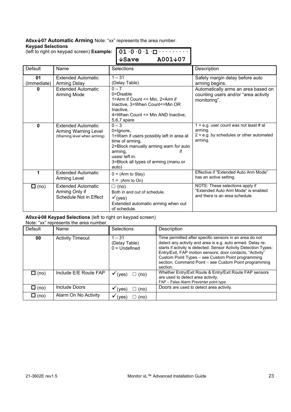 Save a001 | Interlogix Monitor XL Advanced Installation Guide User Manual | Page 29 / 76