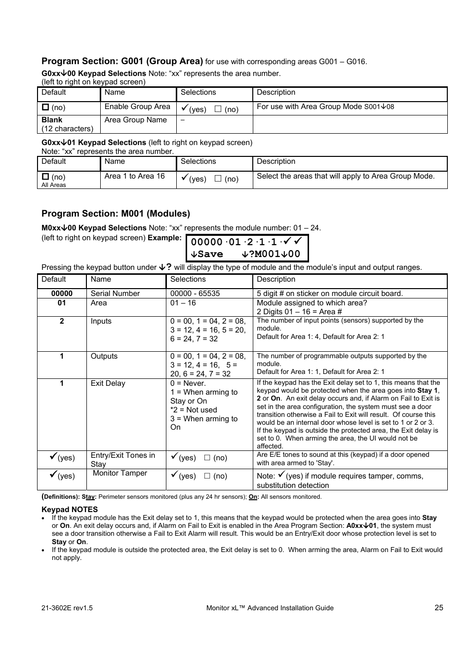 Save, M001 | Interlogix Monitor XL Advanced Installation Guide User Manual | Page 31 / 76