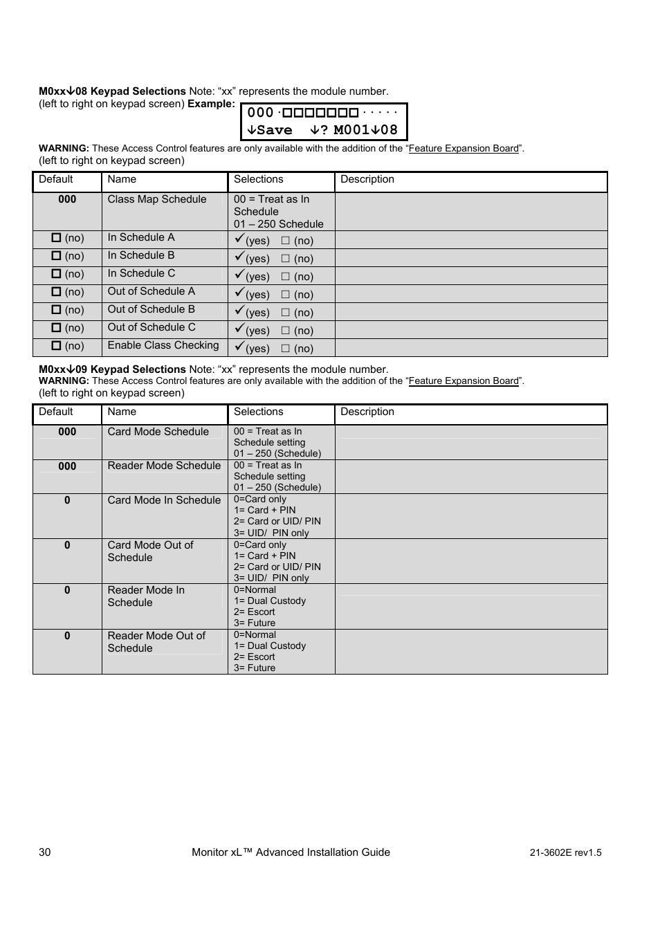 Save, M001 | Interlogix Monitor XL Advanced Installation Guide User Manual | Page 36 / 76