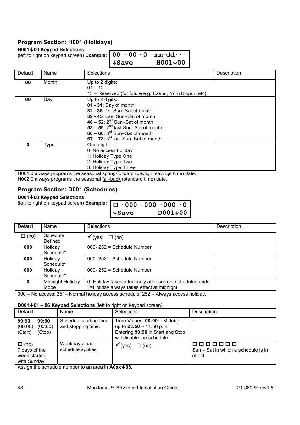 Save d001, 0 mm, Save h001 | Interlogix Monitor XL Advanced Installation Guide User Manual | Page 54 / 76