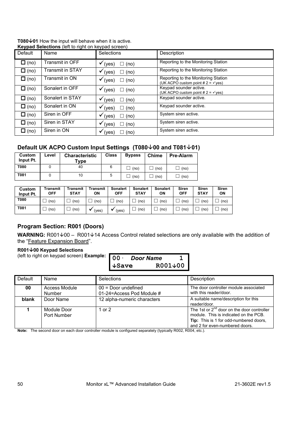 Save r001 | Interlogix Monitor XL Advanced Installation Guide User Manual | Page 56 / 76