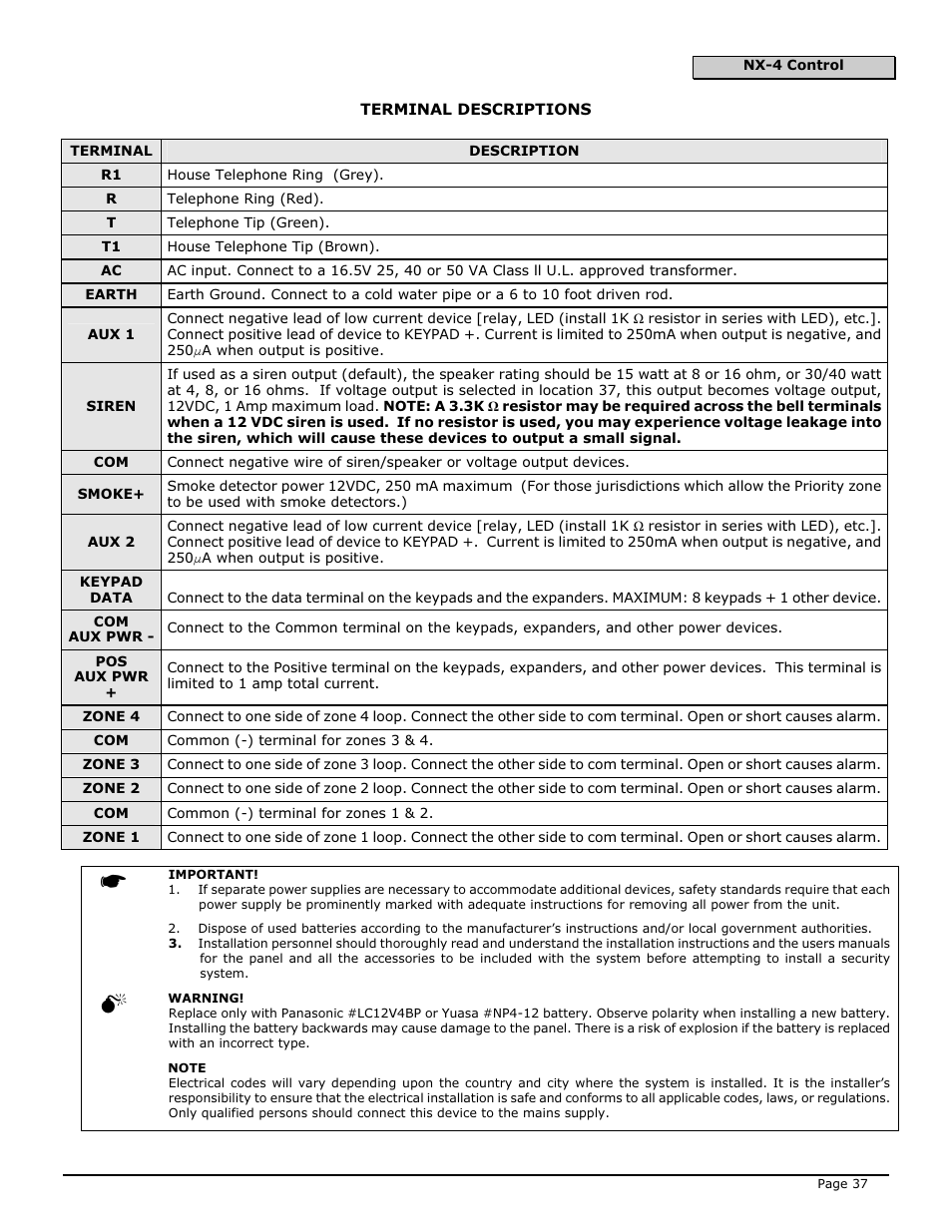 Interlogix NX-4 User Manual | Page 39 / 44