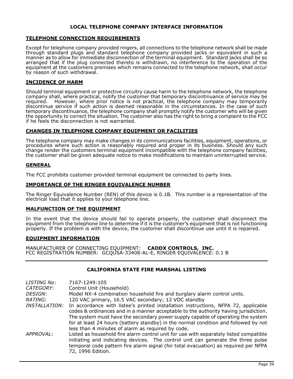 Interlogix NX-4 User Manual | Page 41 / 44