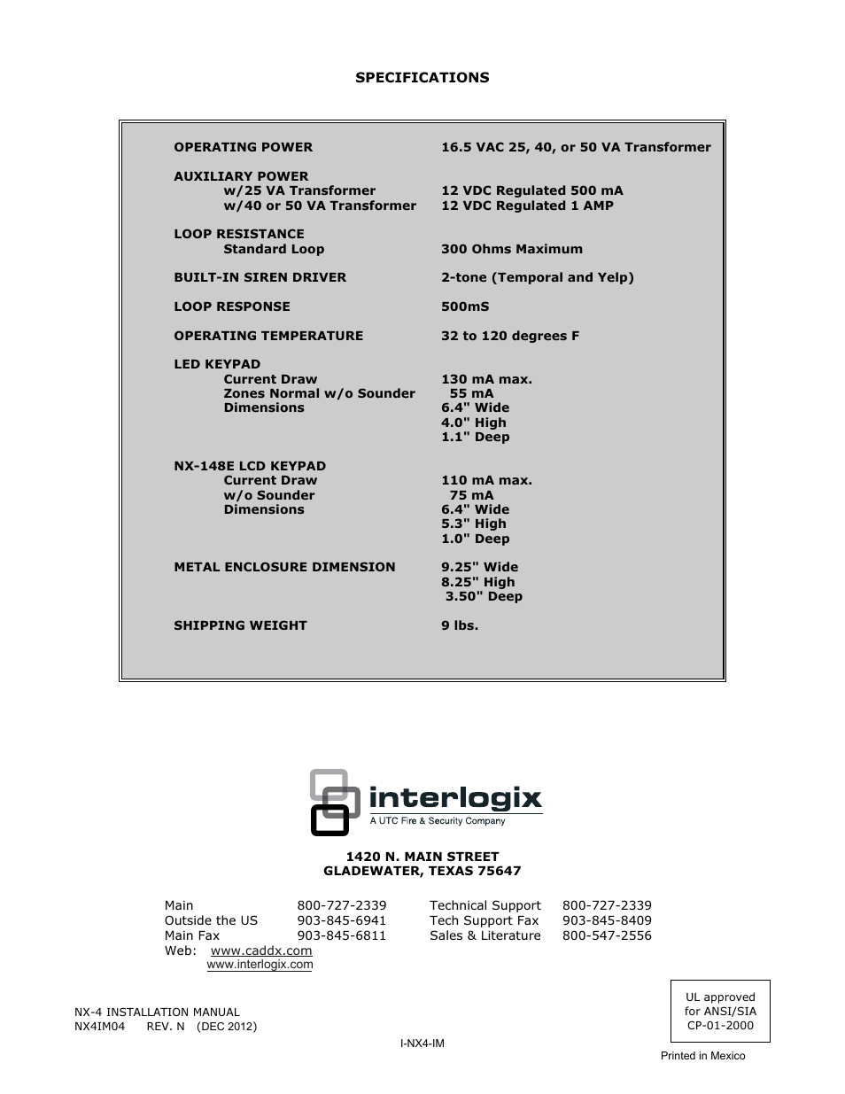 Interlogix NX-4 User Manual | Page 44 / 44