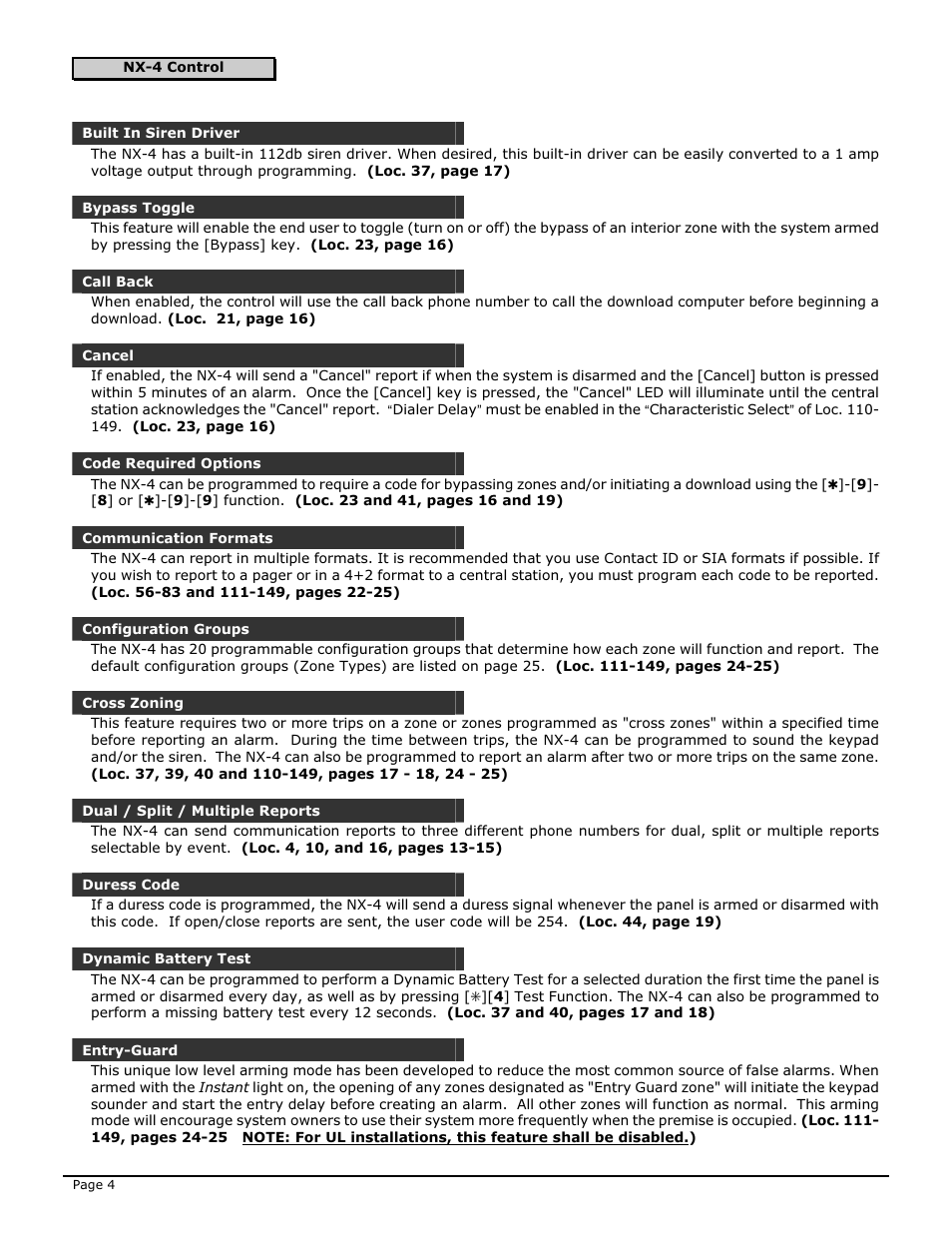 Interlogix NX-4 User Manual | Page 6 / 44