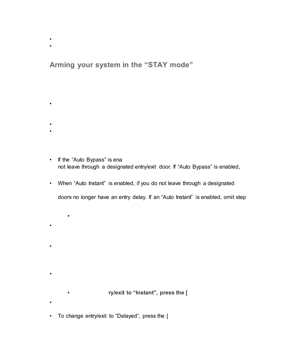 Arming your system in the “stay mode | Interlogix NX-4V2 User Manual User Manual | Page 11 / 21