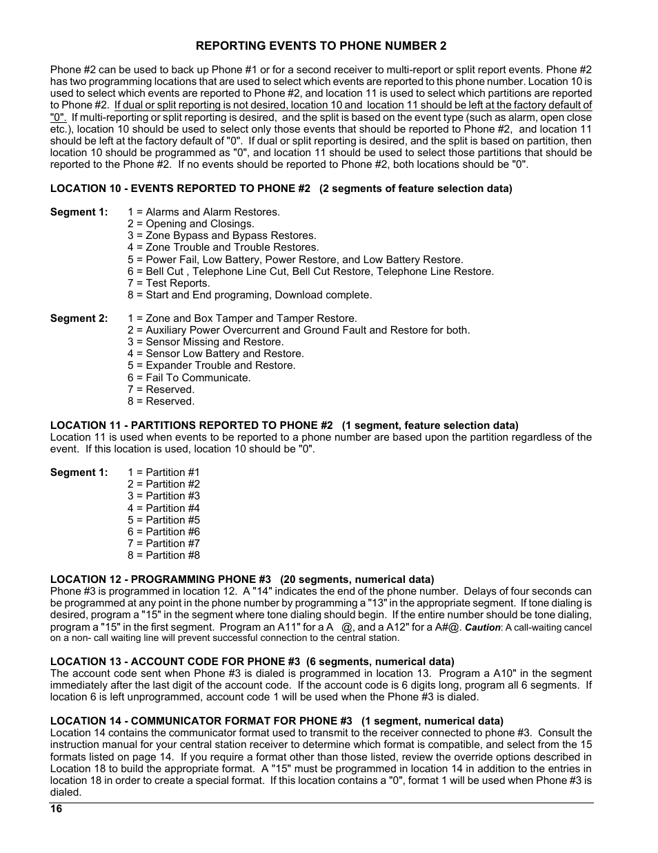 Reporting events to phone number 2 | Interlogix NX-8 User Manual | Page 16 / 61