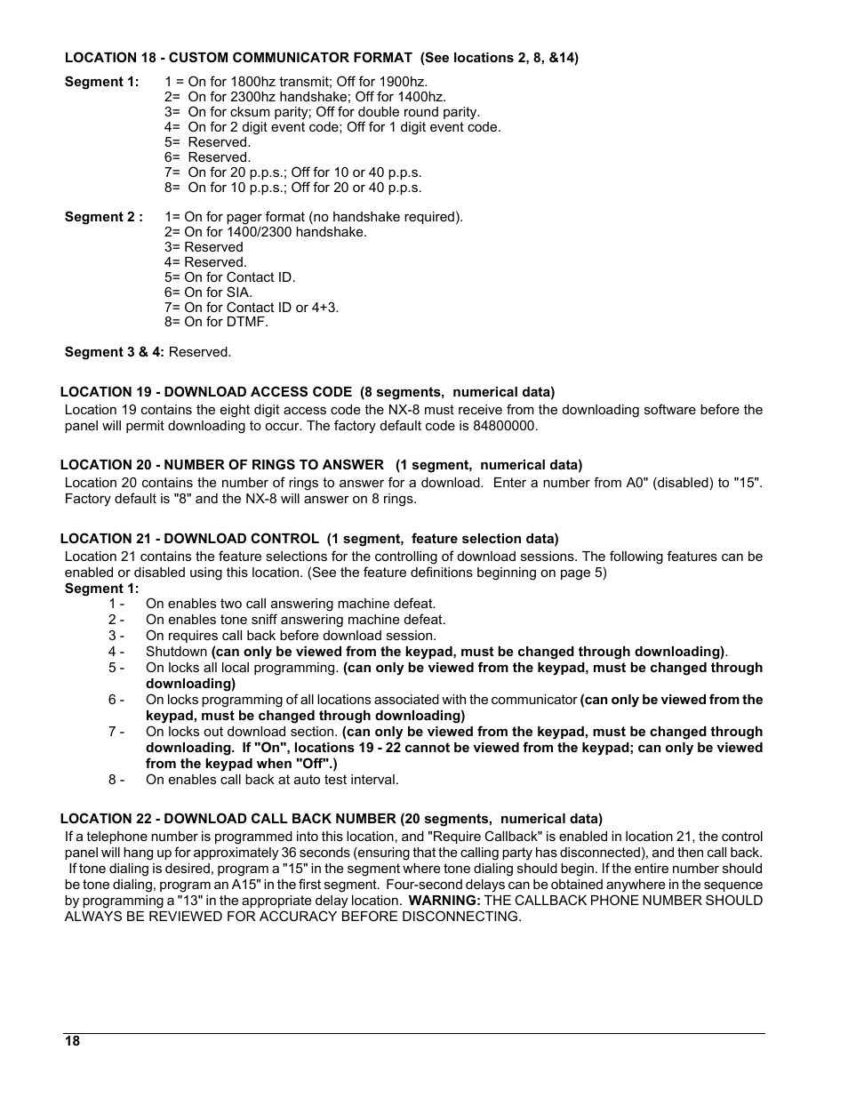 Interlogix NX-8 User Manual | Page 18 / 61