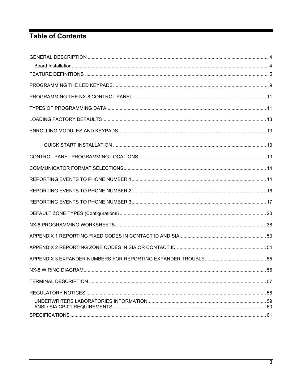 Interlogix NX-8 User Manual | Page 3 / 61